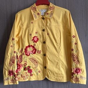 Coldwater Creek Embroidered Floral Jacket - Size Large